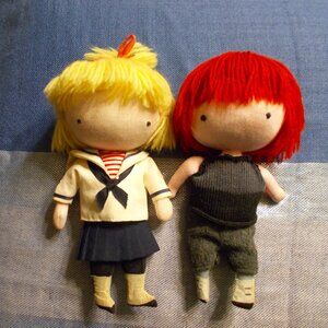 VINTAGE JOAN WALSH ANGLUNO and BOUCHER CLOTH POCKET DOLL LOT OF 2 -1969s JAPAN